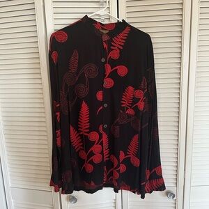 Black and Red Long sleeve Mandarin collar men’s dress shirt